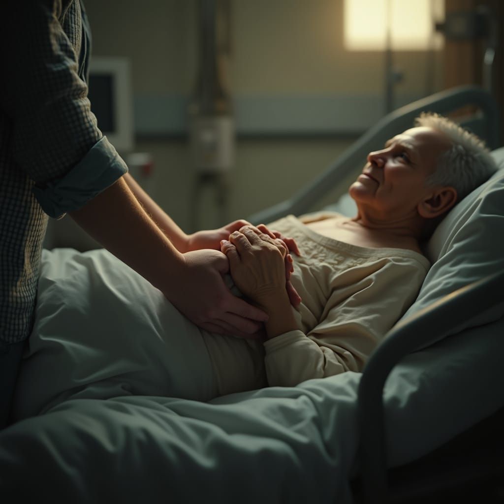 Entwined Hands in Gentle Hospital Glow