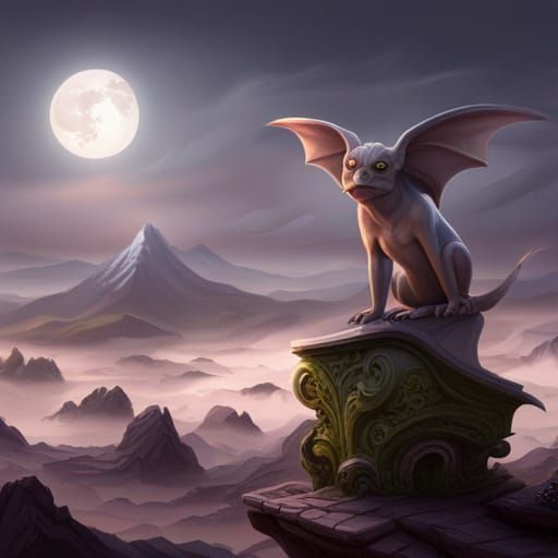 Cute Gargoyle in Detailed Matte Painting