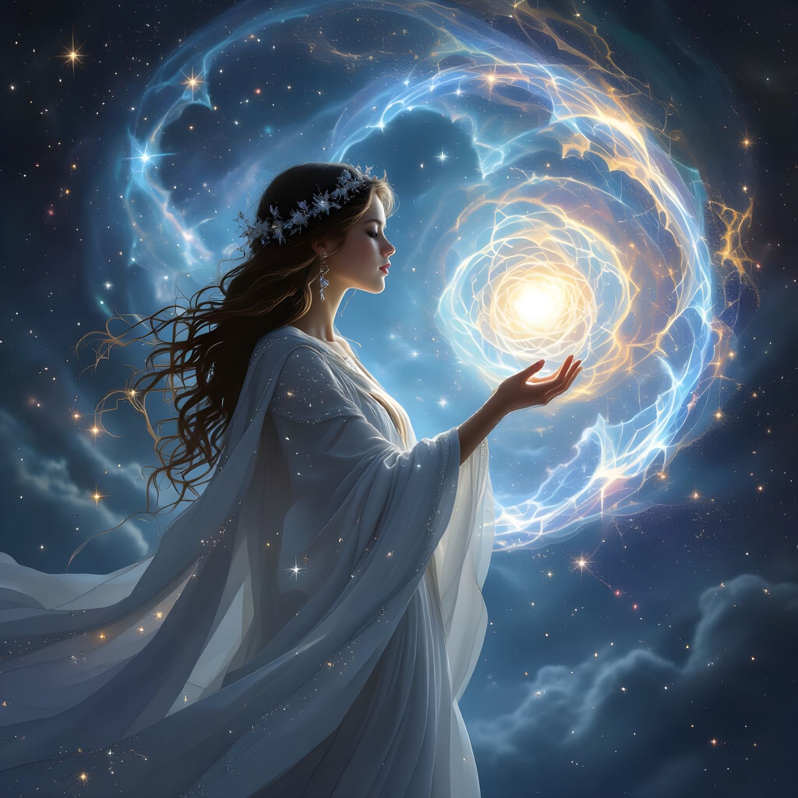 Celestial Oracle in Art Nouveau Style