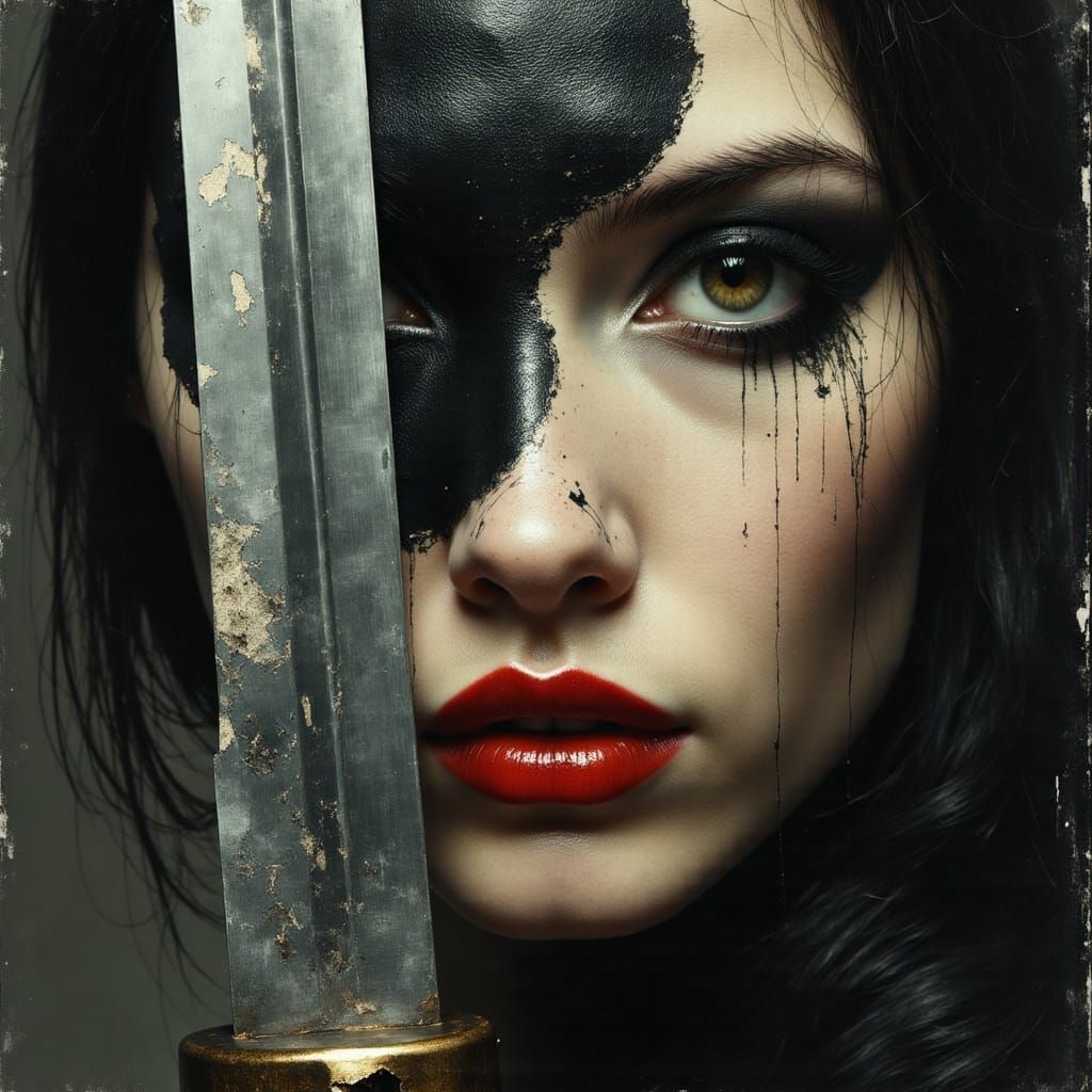 Hyper-Realistic Portrait of a Warrior with Yin Yang Tattoo