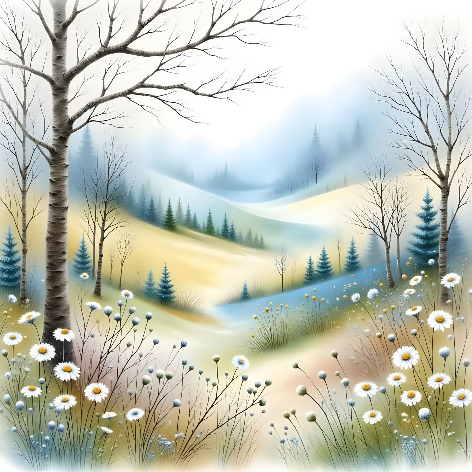 Dreamy Spring Valley in Misty Bloom