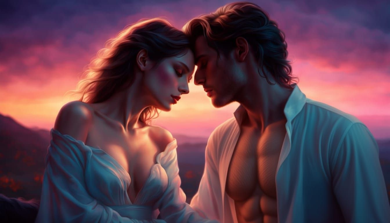 Twilight Scene of a Lover Left Alone in Hyperrealism