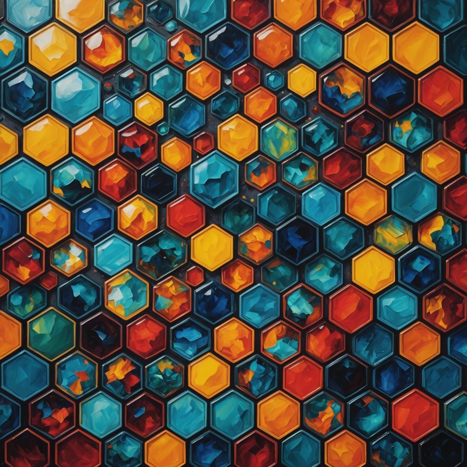 Intricate Hexagon Artwork in Photorealistic Style