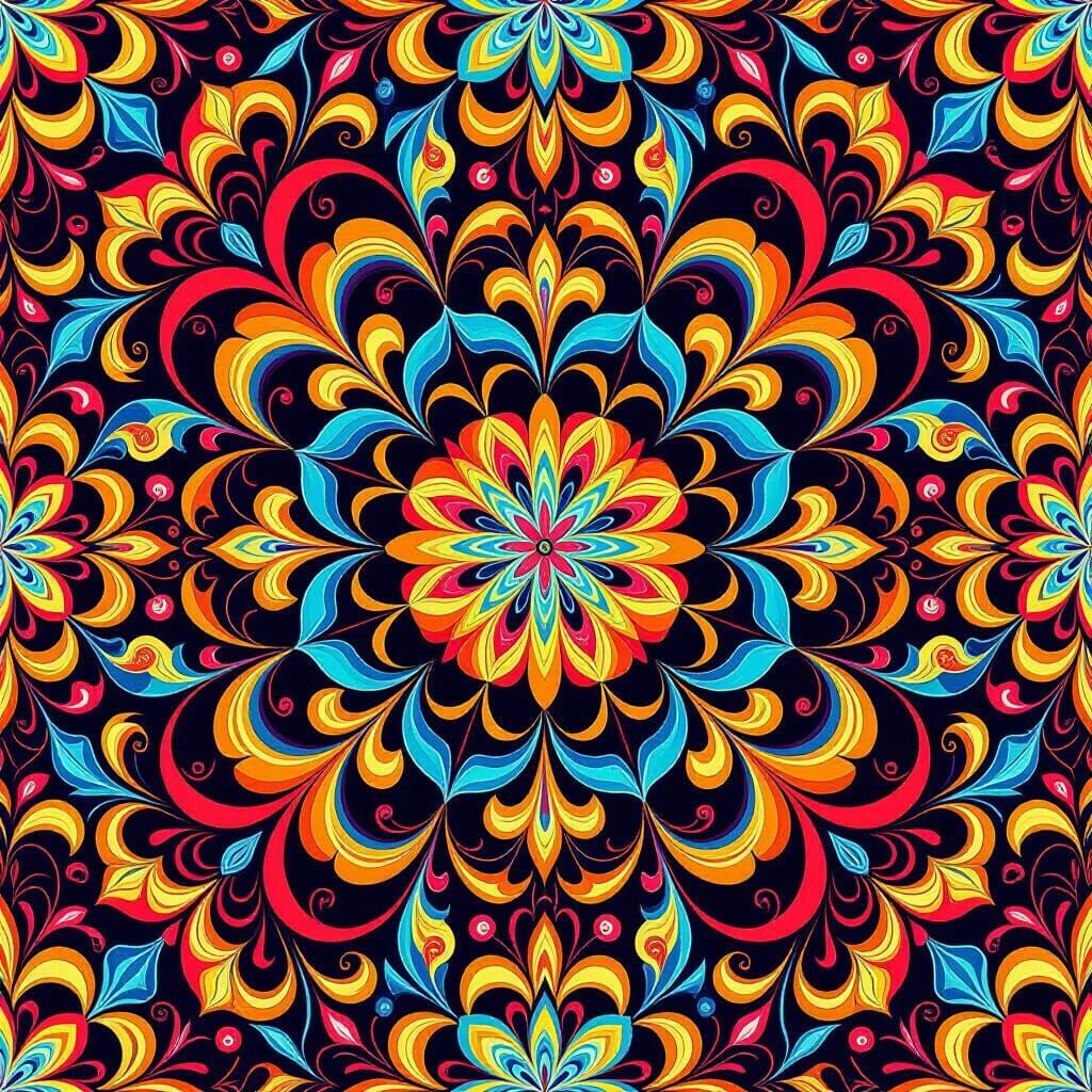 Mesmerizing Kaleidoscope of Symmetrical, Swirling Shapes