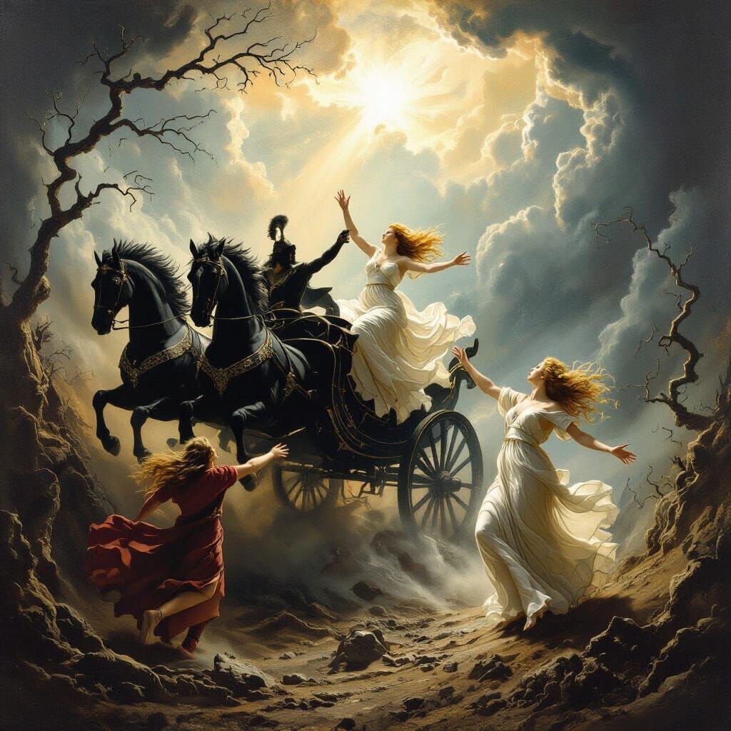 Baroque Oil Painting: Hades Abducts Persephone