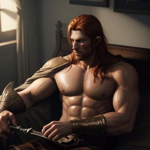 High Elf Barbarian in Bed: Cinematic 3D Render