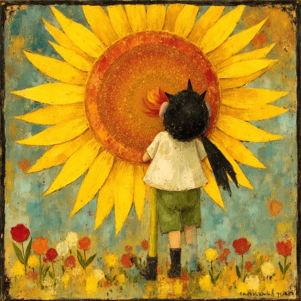 Stylized Sunflower in Earth Tones