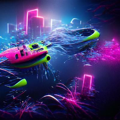 Neon Submarine in 8K Resolution