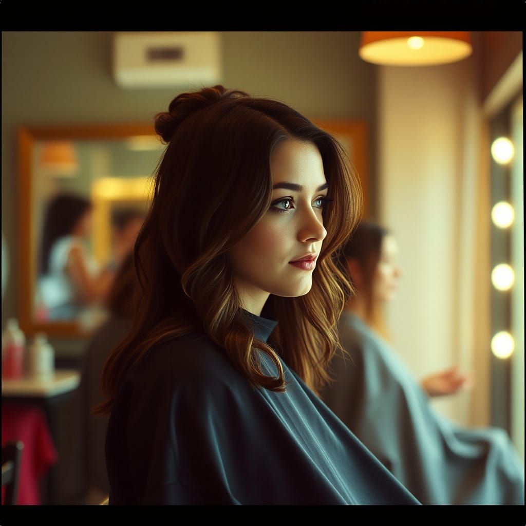 Girl Stepping into a Hair Salon in a Cinematic Masterpiece