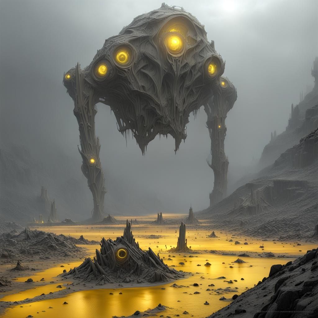 Fallen Alien Structures in Barren Fogscape