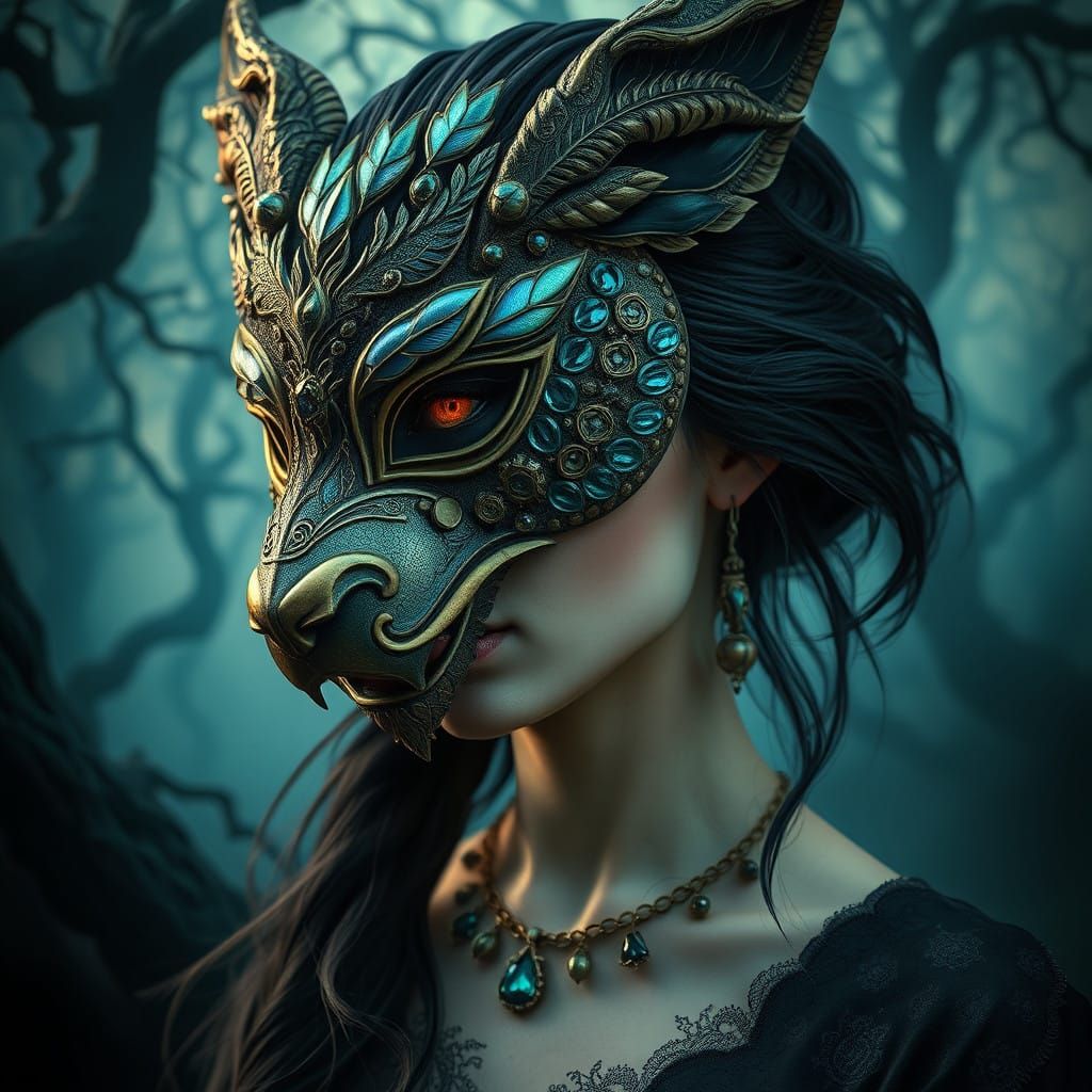 Woman in Enchanted Animal Mask