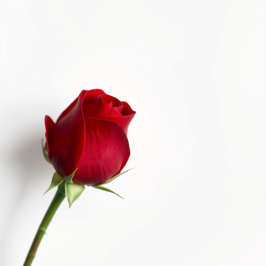 Delicate Red Rosebud in Soft Focus