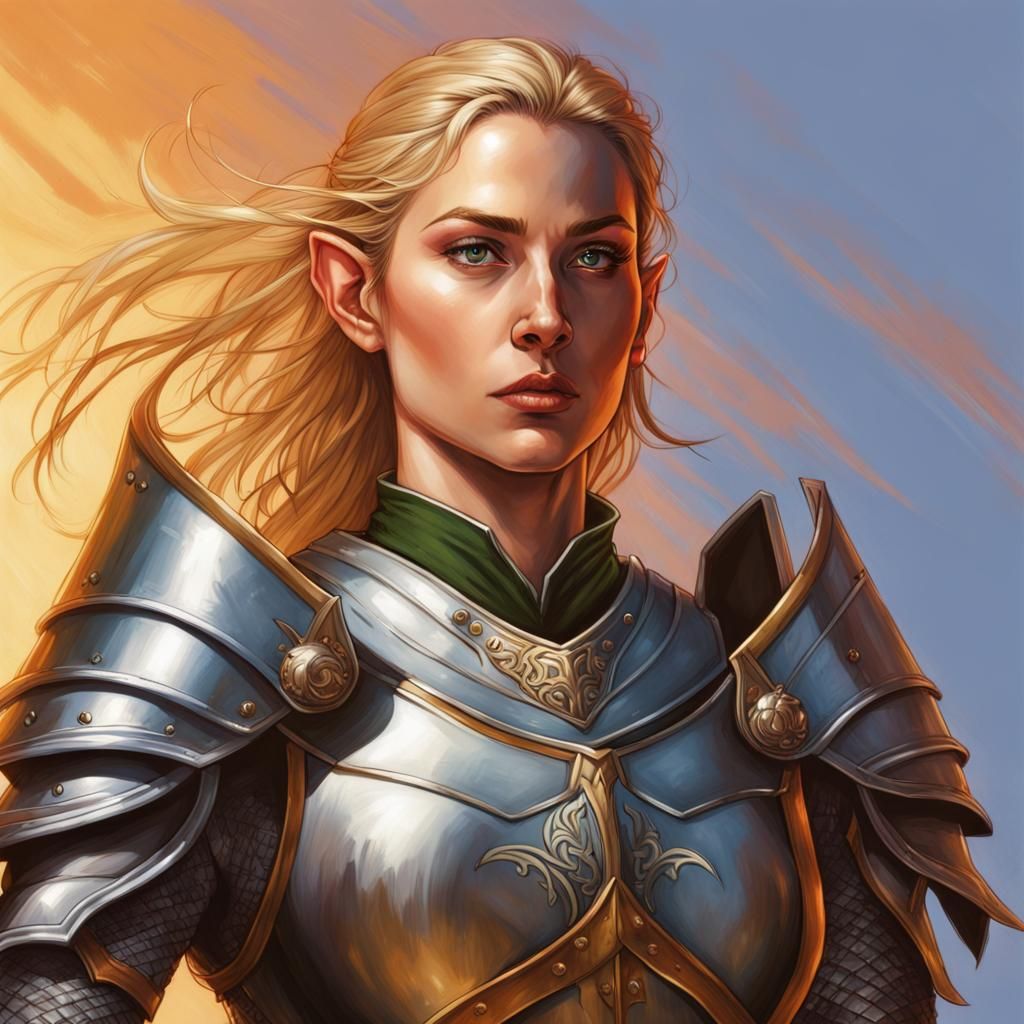 Female Elf Knight in Full Armor