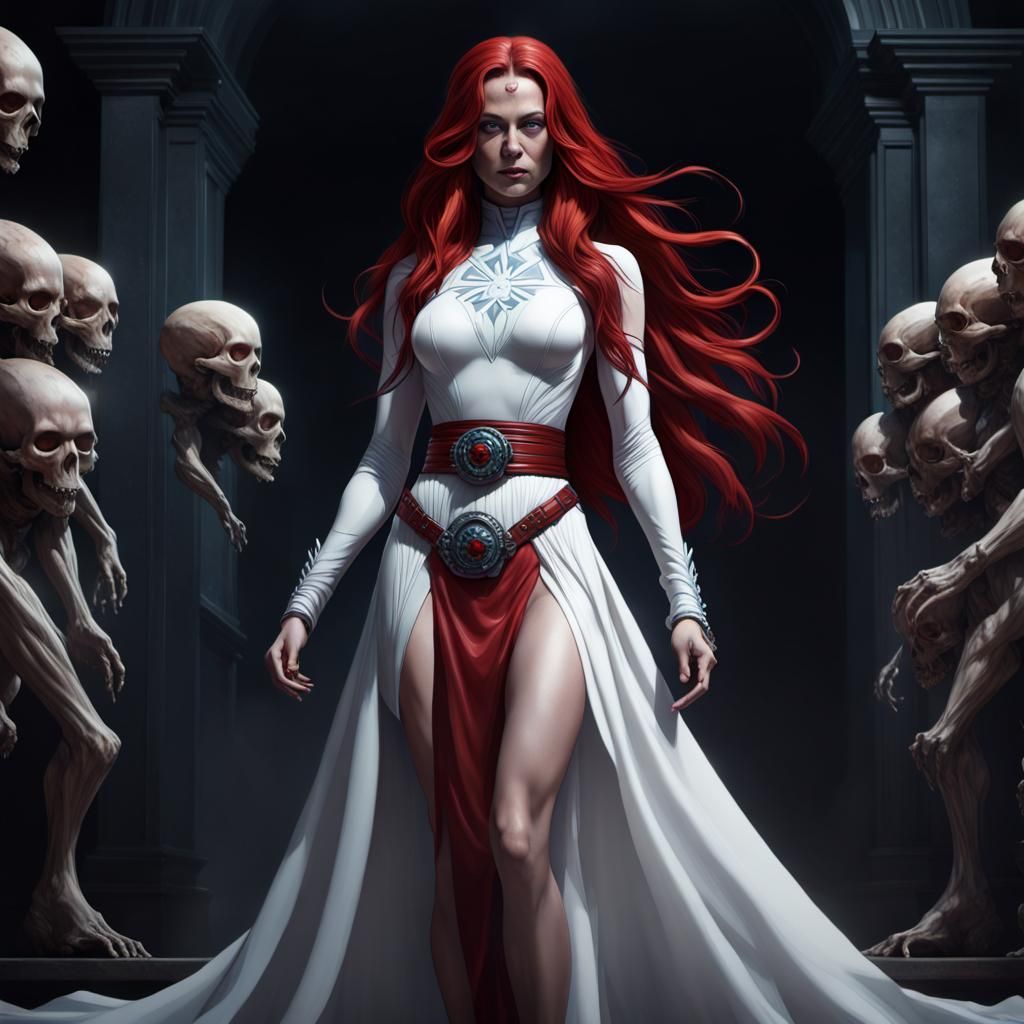 Mystique as Dark Fantasy Sorceress in 8k Resolution