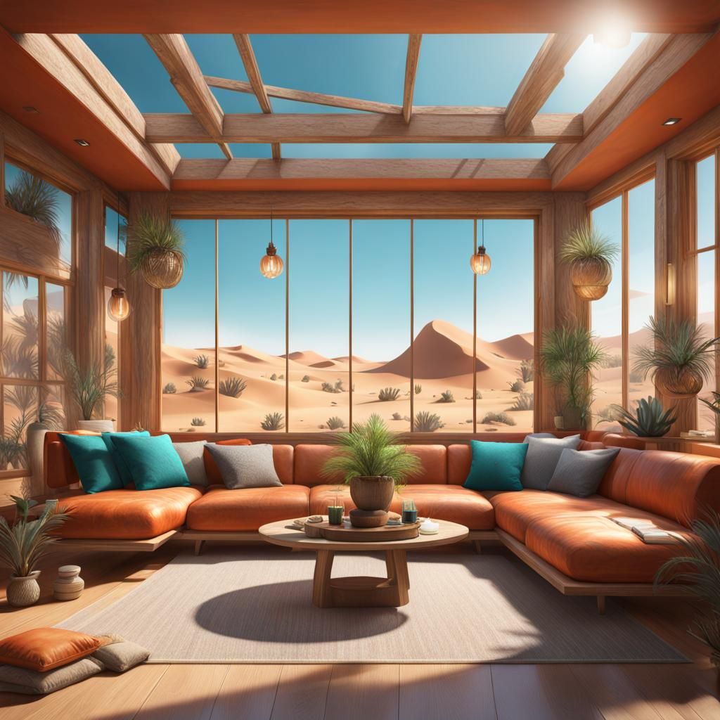 Cozy Den with Desert Terrarium, Hyperdetailed Concept Art