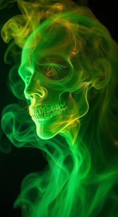 Neon Smoke Ghost Portrait: Ethereal and Spooky