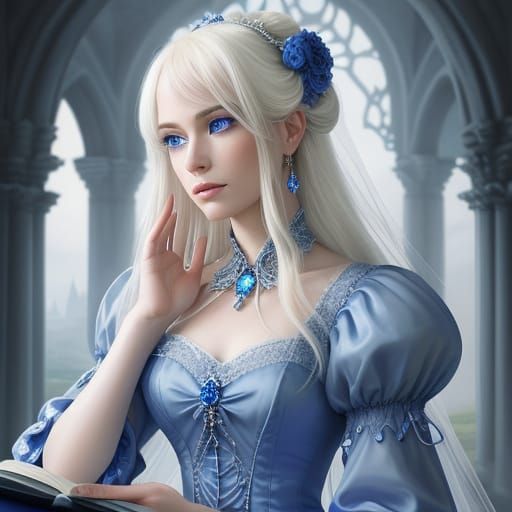 Ethereal Fantasy Girl in Regency Ballgown