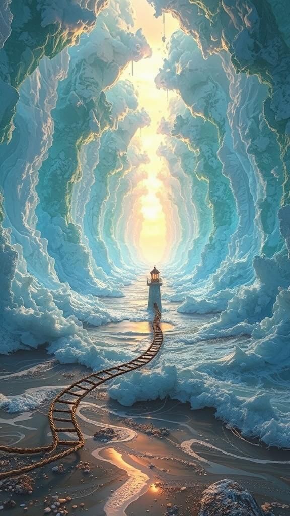 Skybound Island Lighthouse in Dreamlike Pixar Style