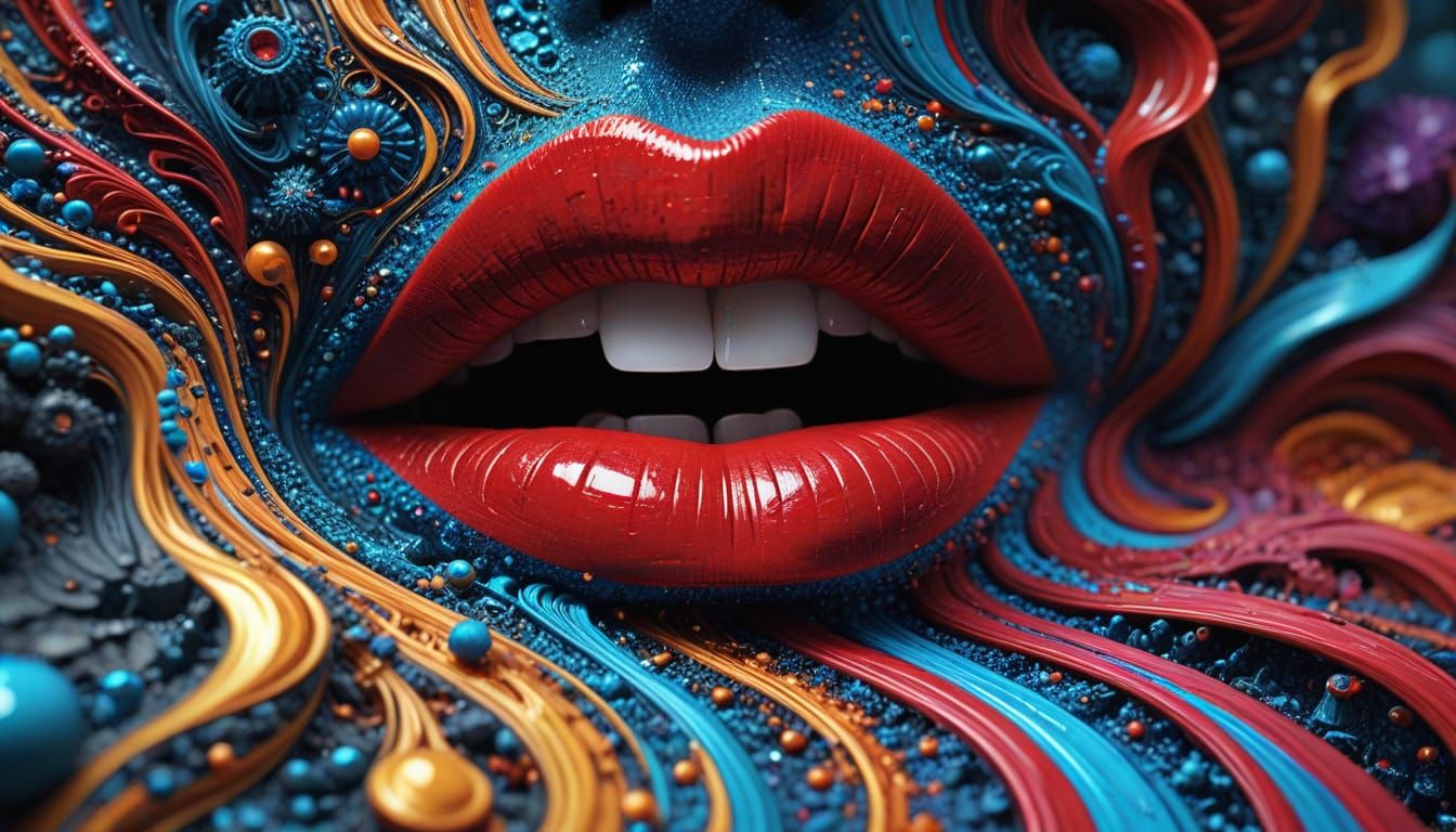 Lipstick Optical Illusion in Impasto Graffiti Art