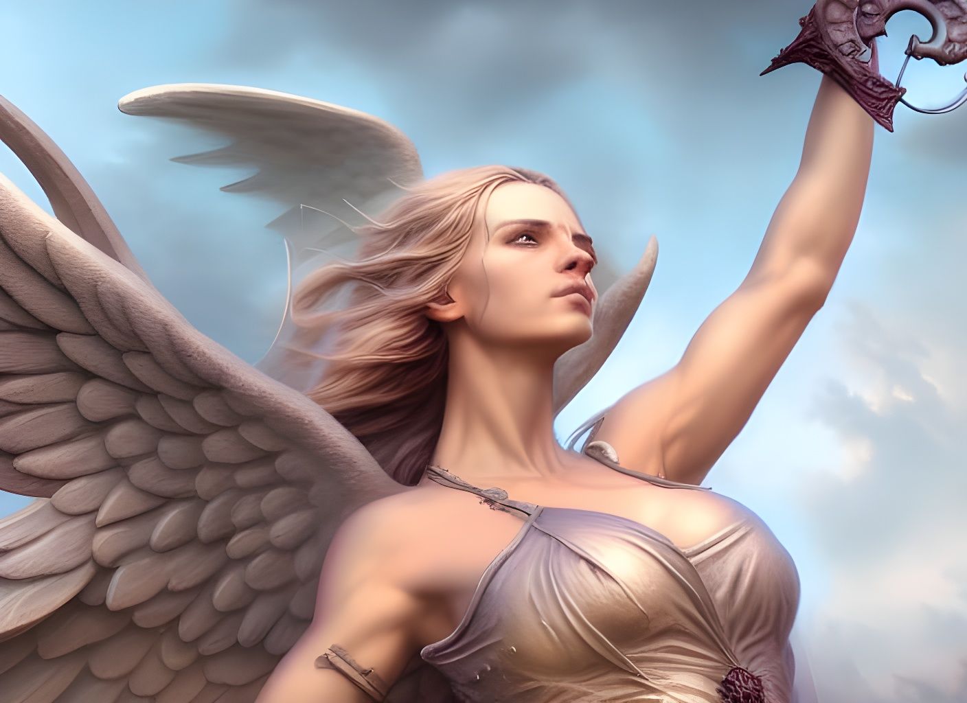 Serra Angel in Victorious Pose