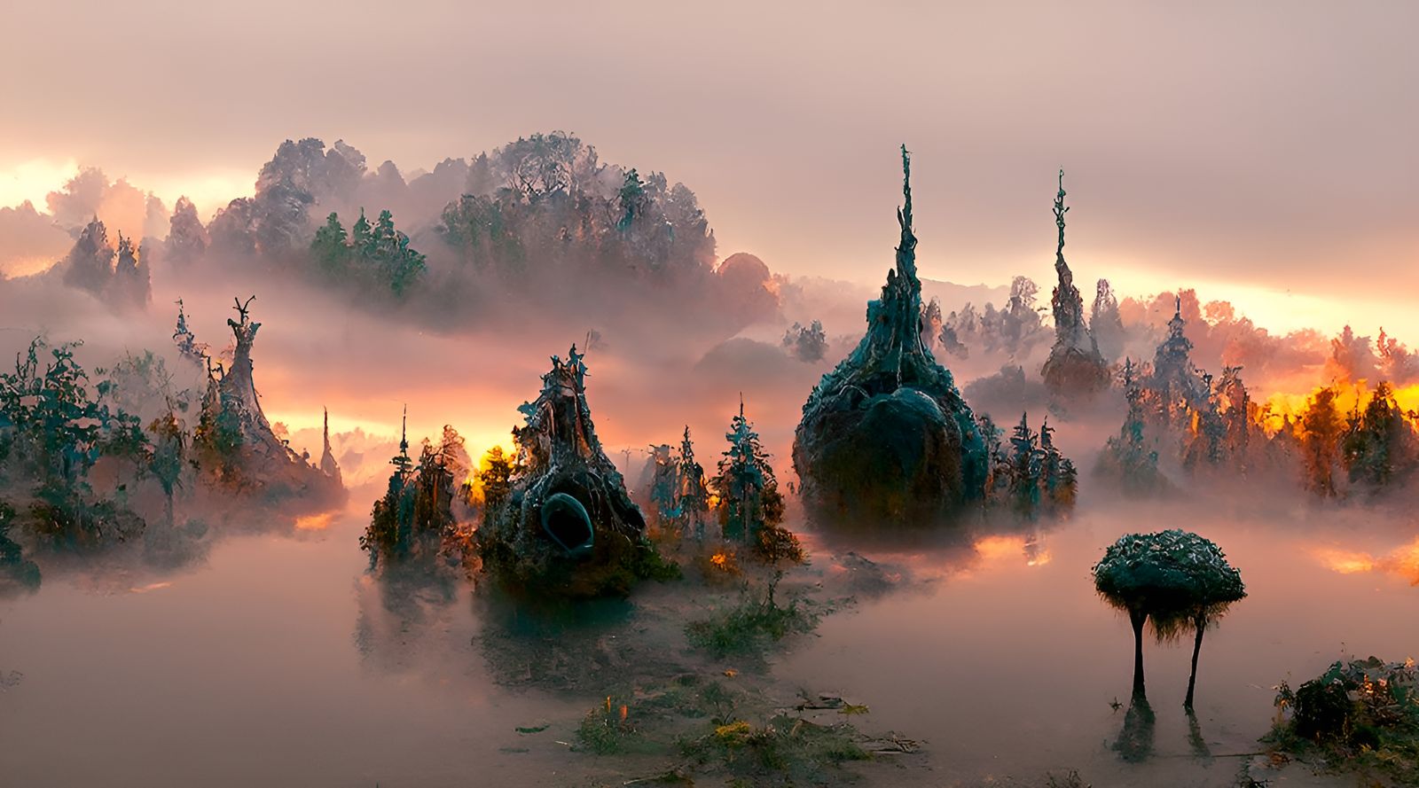 Magical Forest at Dawn: Digital Matte Painting