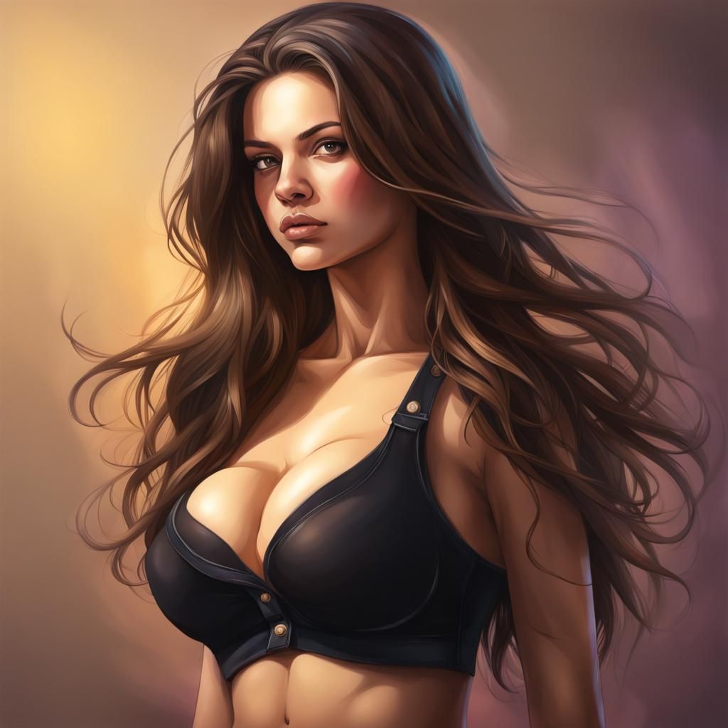 Hyperrealistic Portrait of a Woman with Long Hair