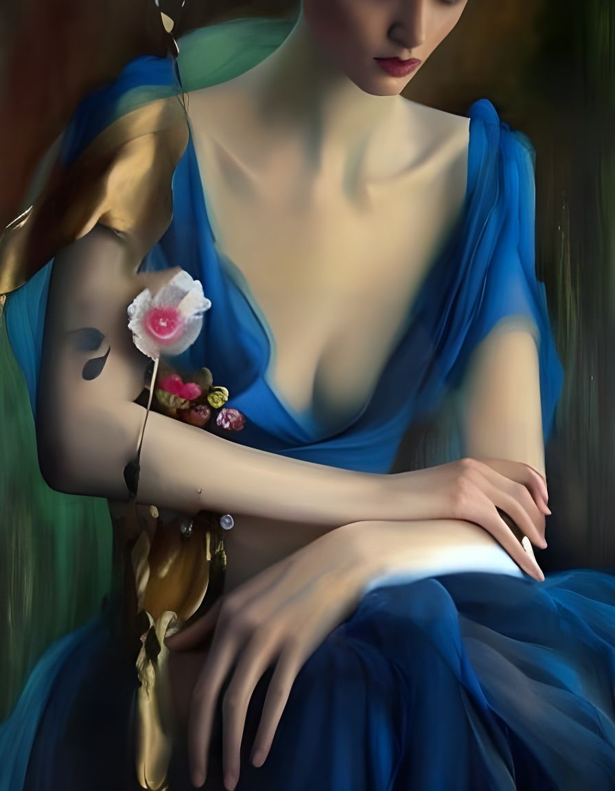 Beautiful Girl with Flowers by Anna Razumovskaya