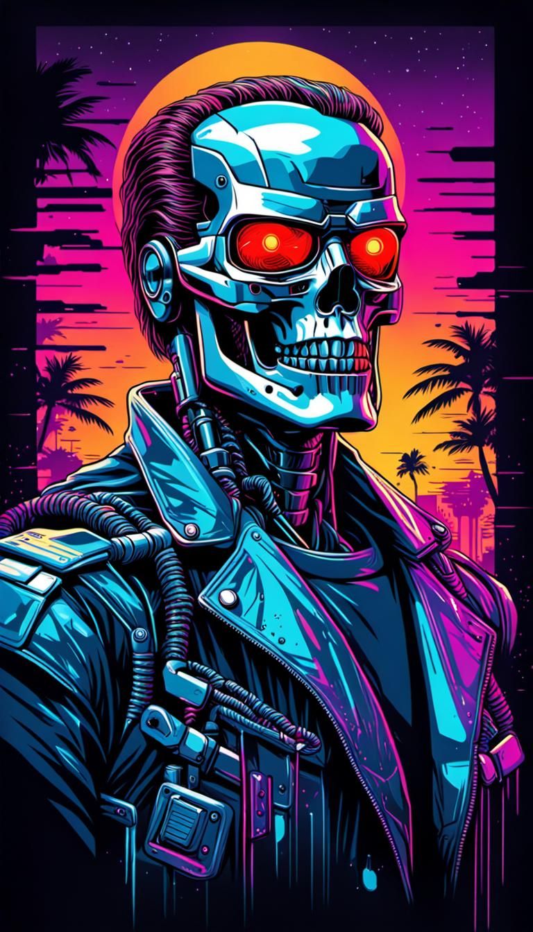Synthwave Terminator Graphic