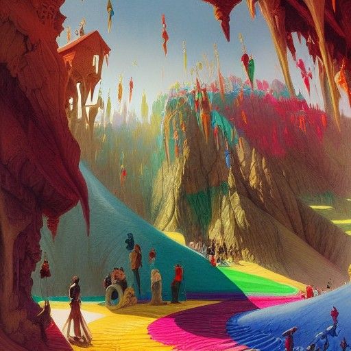 Candyland Wonderland with Protective Garments in Gouache Sty...