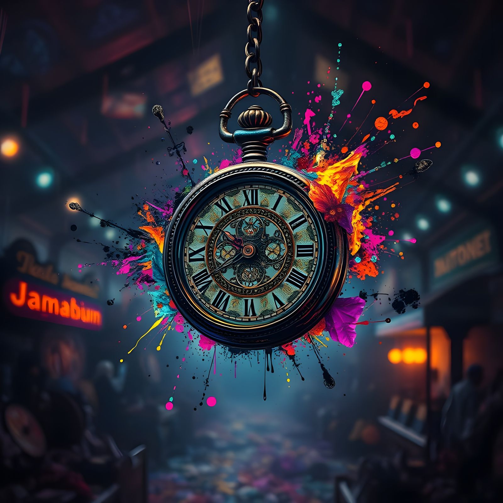 Colorful Ink Splatter Art in Inkpunk Style