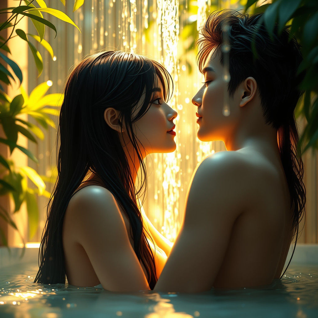 Couple's Shower in Anime Style Oasis