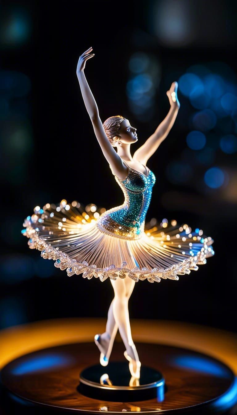 Intricate Glass Ballerina Sculpture with Sparkles