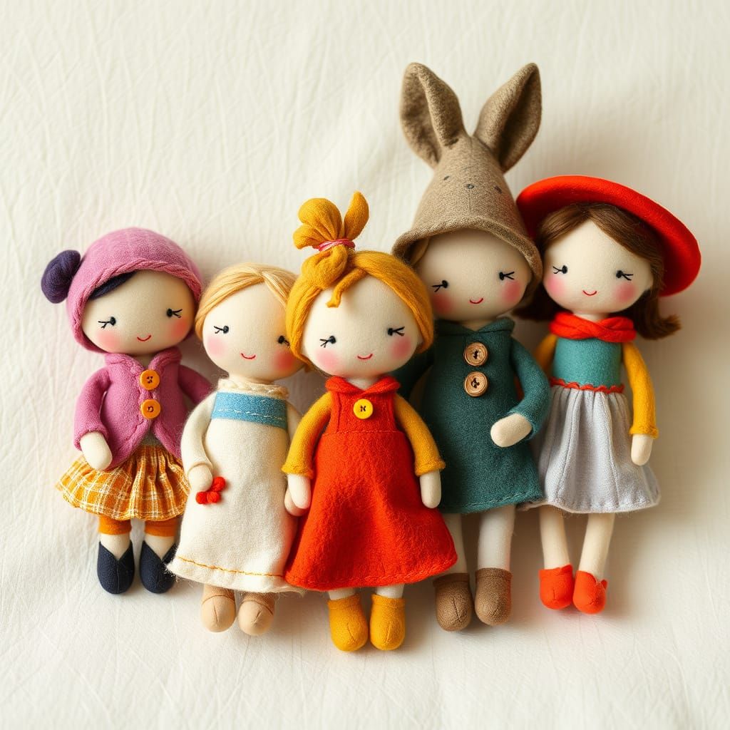 Adorable Felt Dolls in Storybook Style