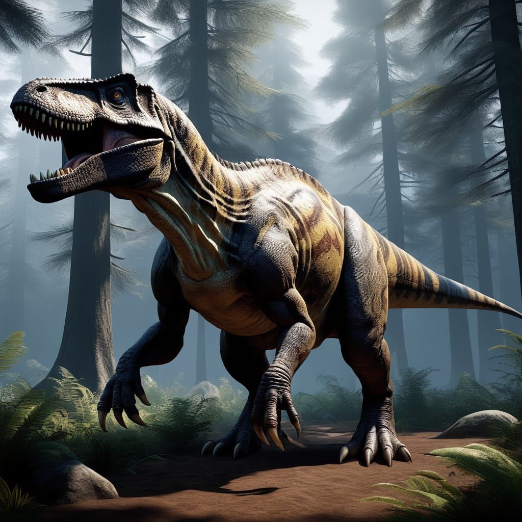 Majestic Tyrannosaurus Rex in Prehistoric Forest