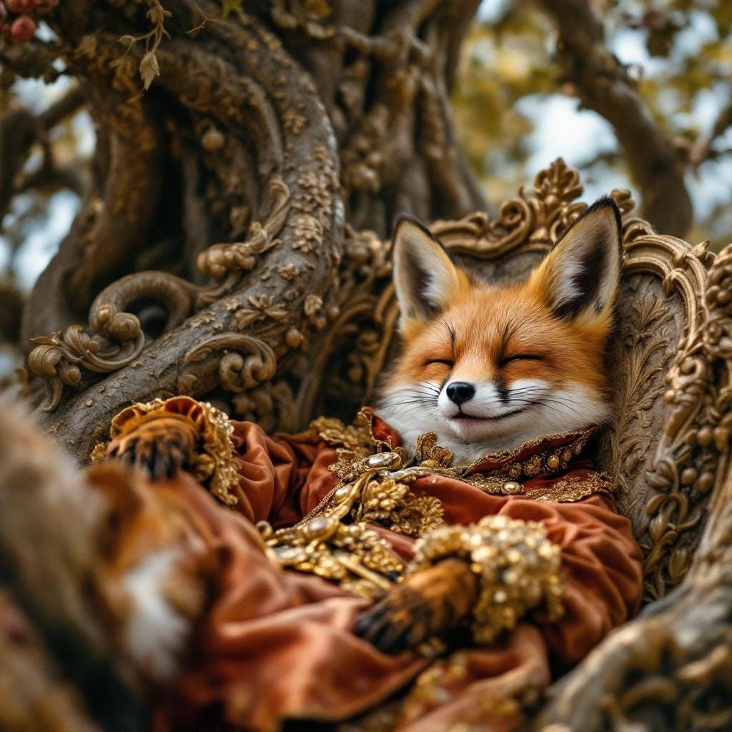 Fox in Baroque Attire in Rococo Style