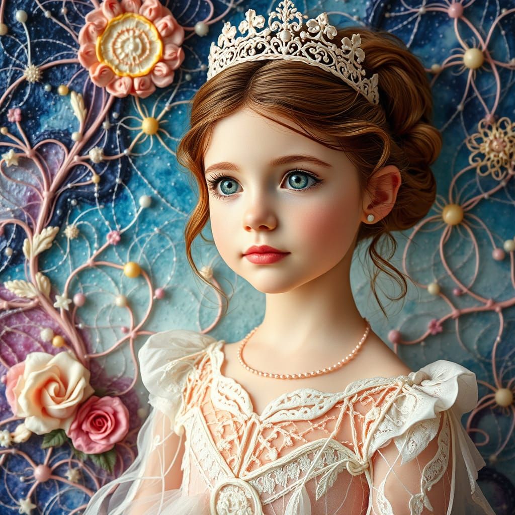 Sugar Glasswork Princess Portrait in Whimsical Style