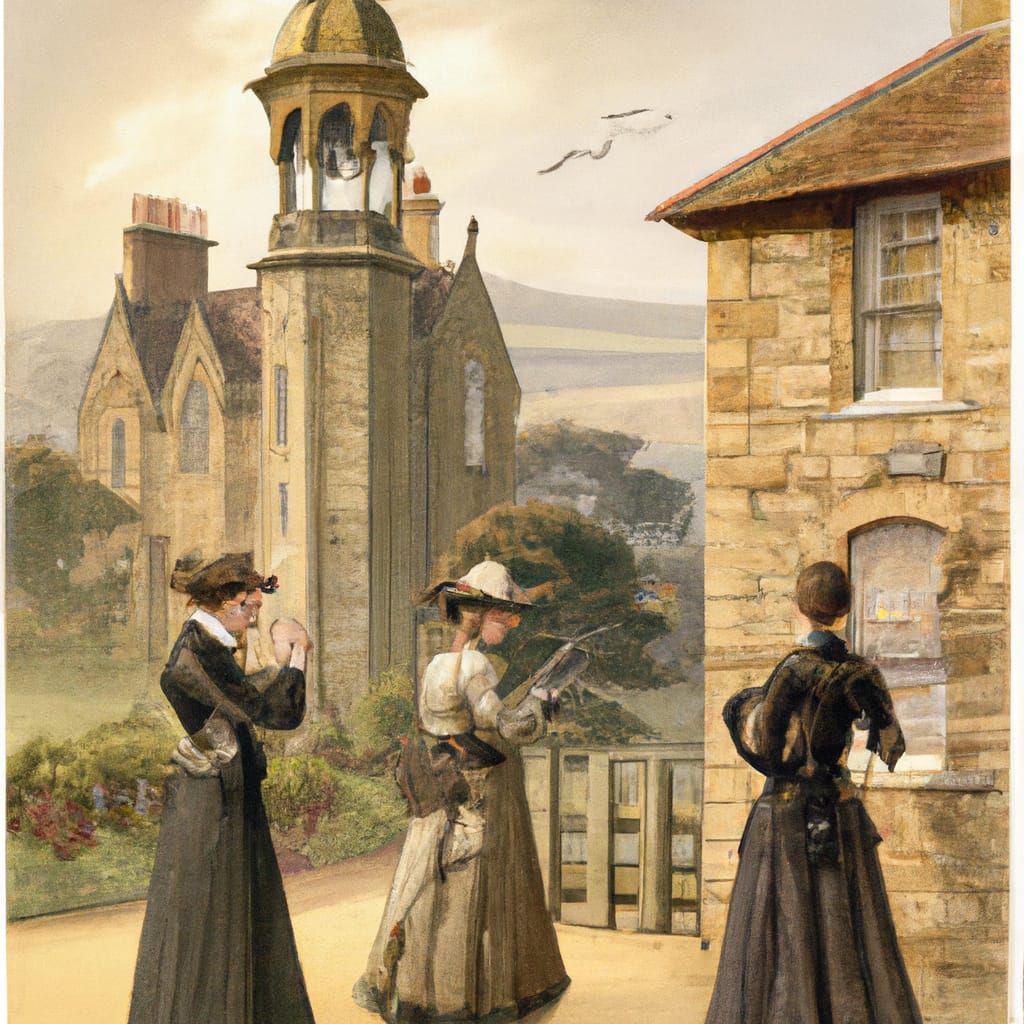 Vicar Aims Gun at Belltower, 19th Century Illustration