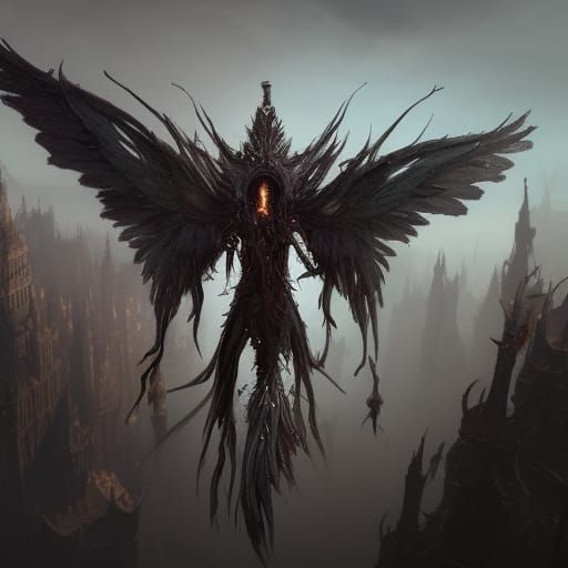 Undead King with Glass Wings: Dark Fantasy Art