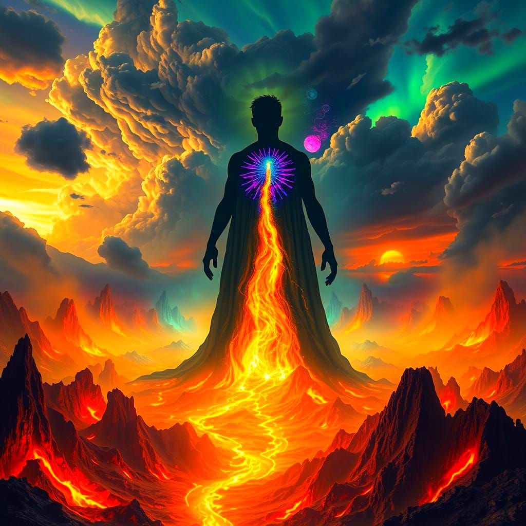 Ethereal Heavenly Silhouette in Chiaroscuro Style