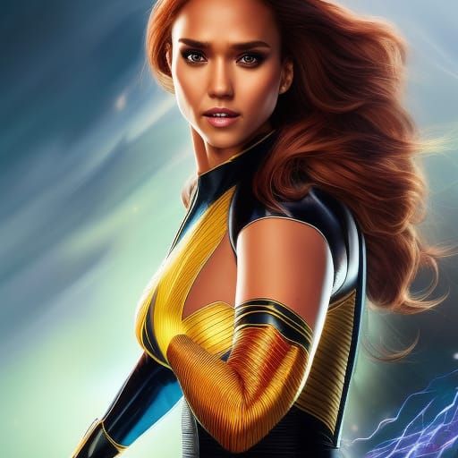 Jean Grey Portrait in Hyperrealistic Style