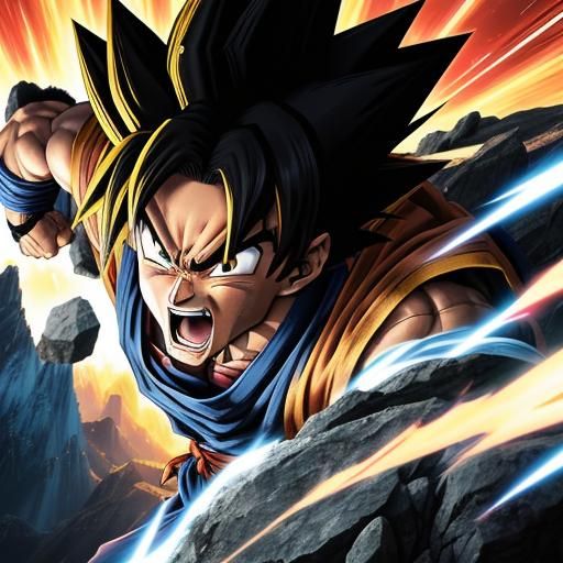 Goku's Ki Blast Attack in Manga Style