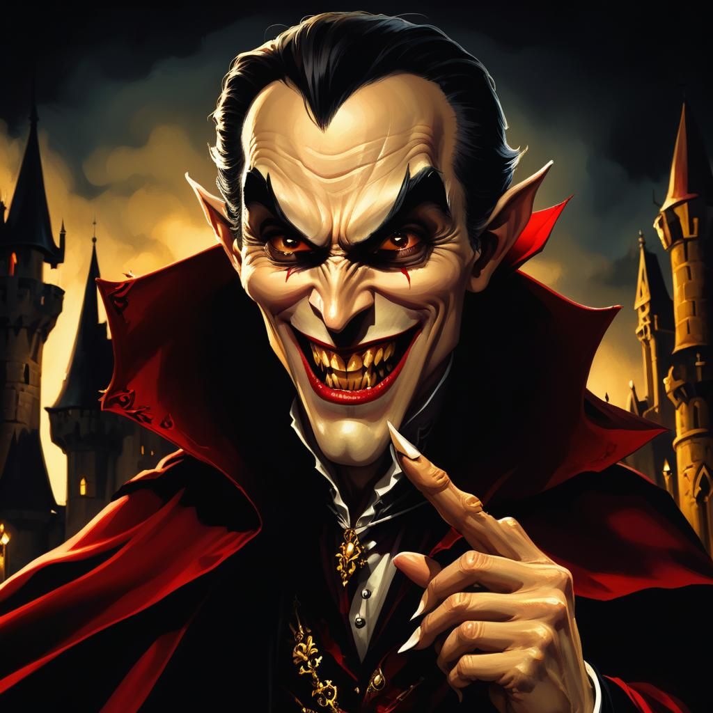 Vampire Portrait in Basil Gogos Comic Style