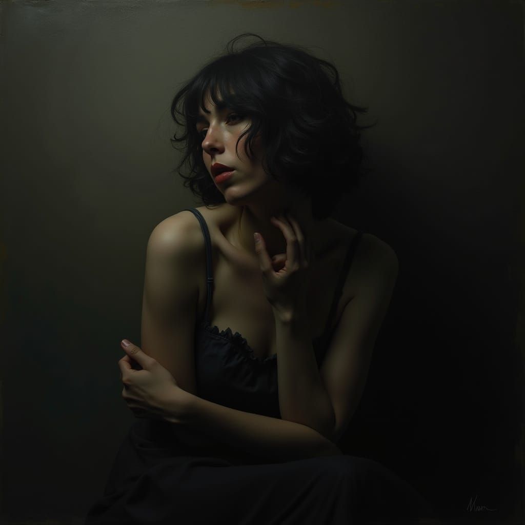 A Person Lost in Thought Amidst Moody Atmosphere