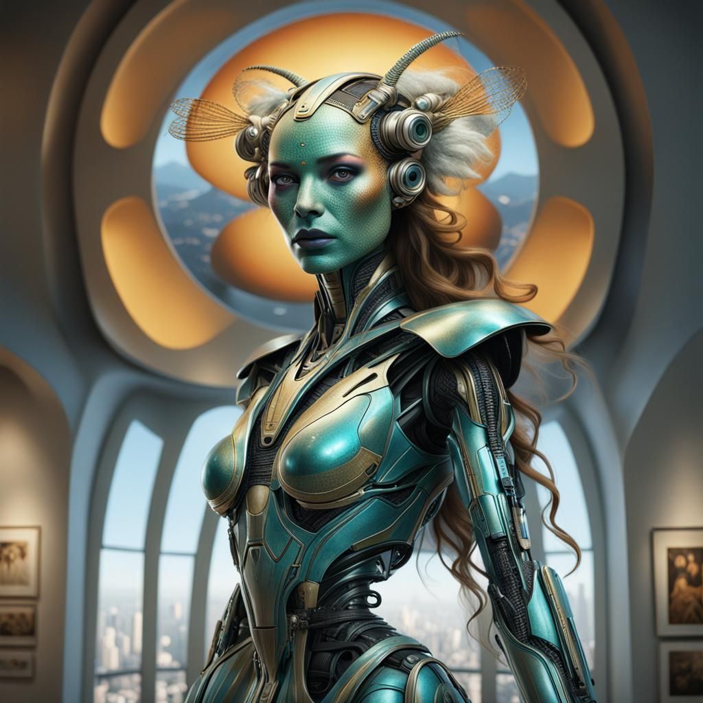 Leofania: Digital Art Incarnation in Futuristic Gallery