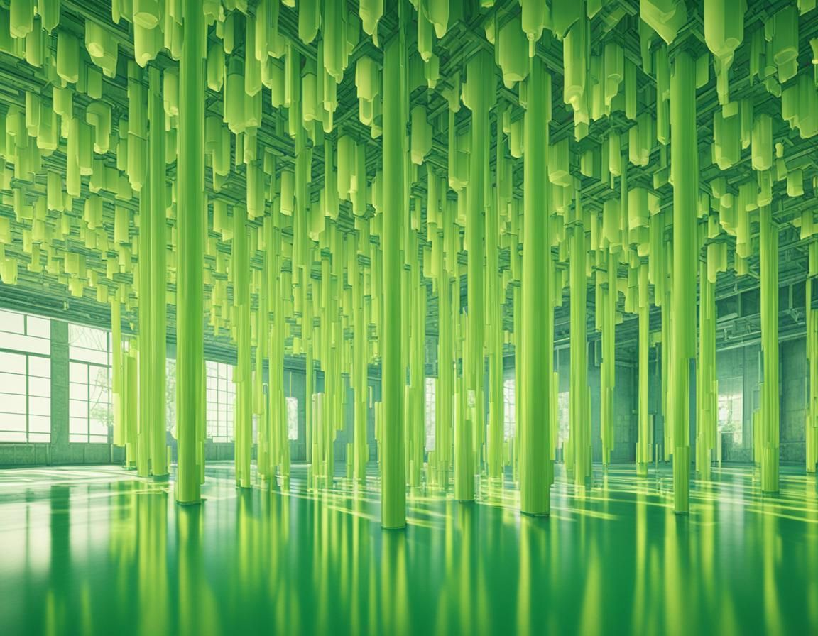 Large vertical green tubes