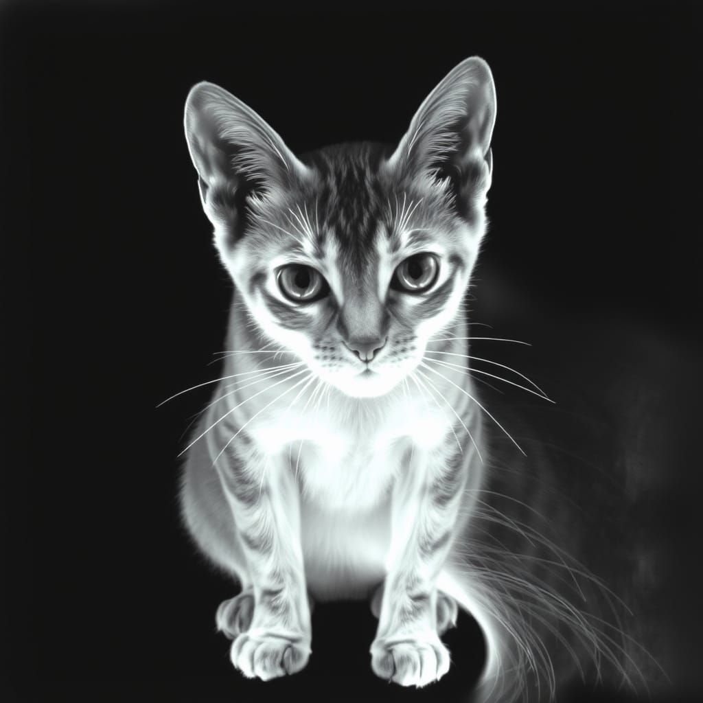 X-Ray Cat Vector in Chronophotography Style