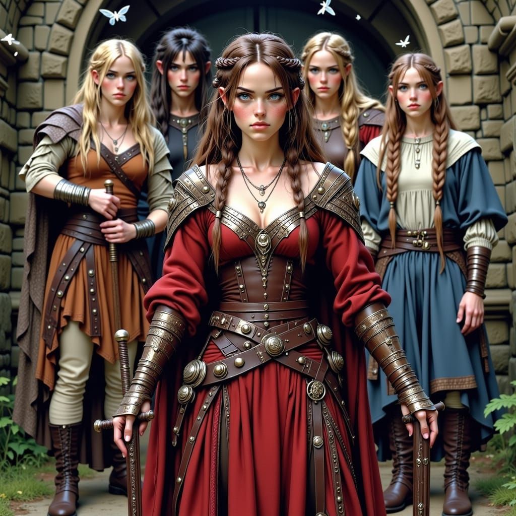 Snow White and Dignified Warriors in Fantasy Style