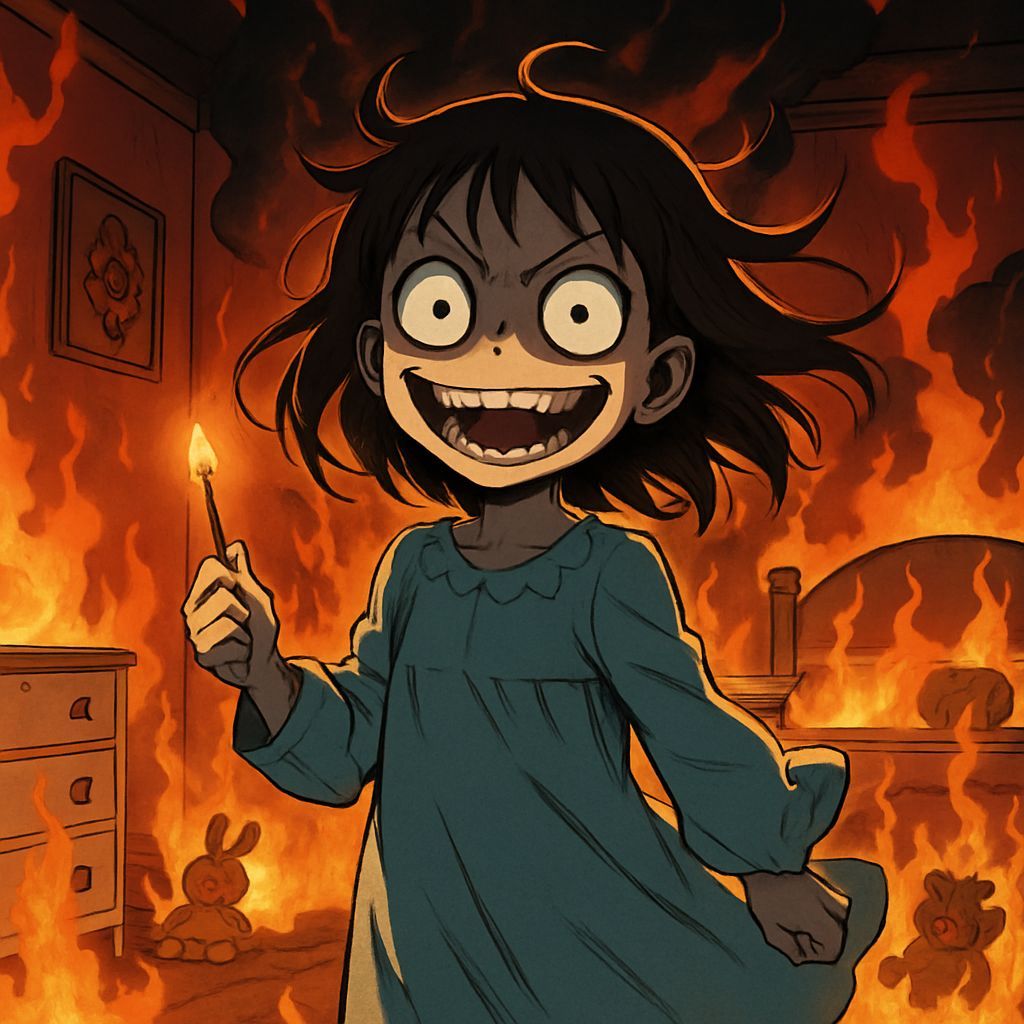 Manic Girl Ignites Room in Anime Style