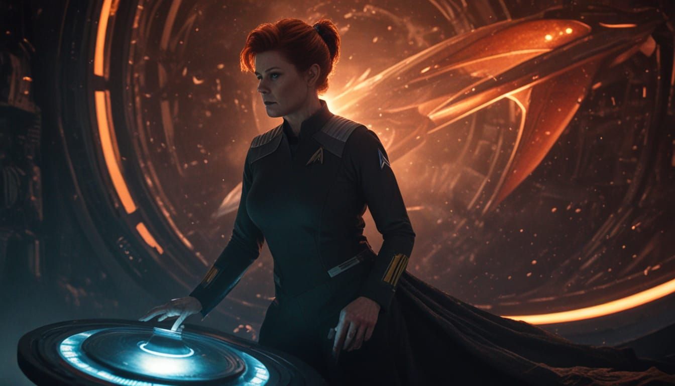 Admiral Janeway in the showdown with the supernova aliens
