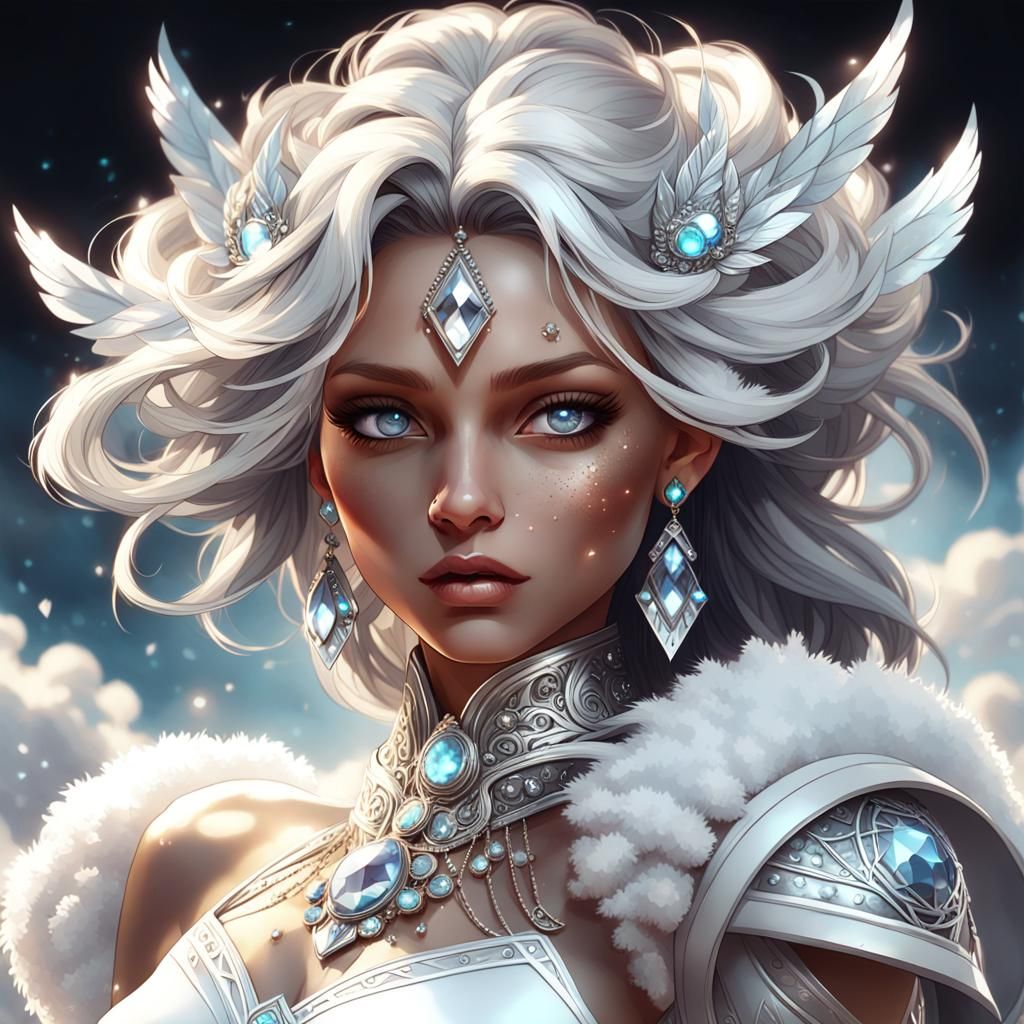 Ethereal Portrait of a Woman with Diamond Eyes